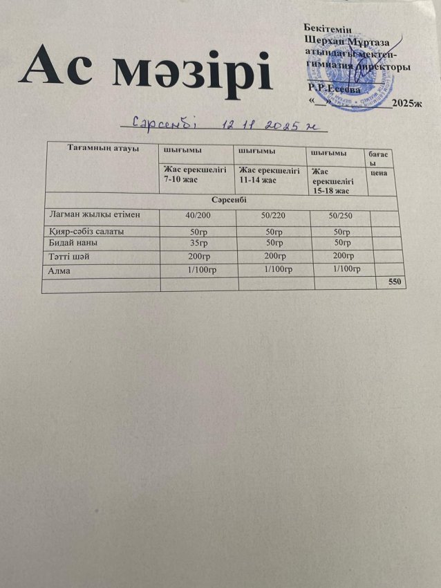 12.11.2025 ас мәзірі